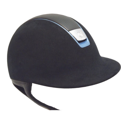 Samshield Alcantara Navy with Sky Blue Trim and Leather Top Riding Hat