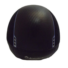 Load image into Gallery viewer, Samshield Alcantara Navy with Sky Blue Trim and Leather Top Riding Hat